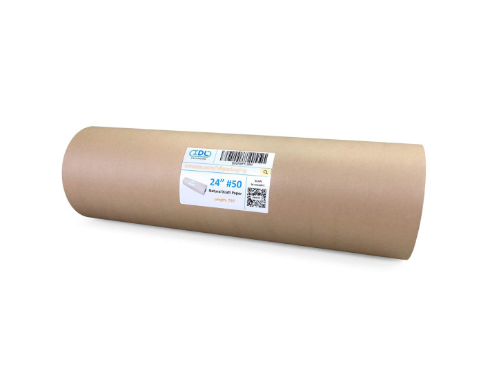 24" x 720' Brown Kraft Paper Roll, 50 lbs